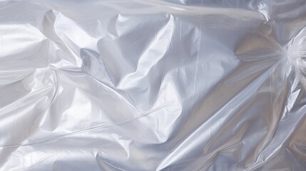 Obraz premium Detailed plastic wrap texture showcasing a crinkled, smooth surface with light reflections and minimal creases