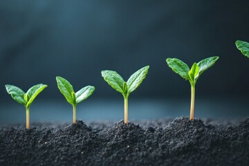 Business growth stages depicted as a multi-step process with visual milestones from startup to maturity