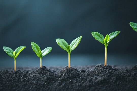 Business growth stages depicted as a multi-step process with visual milestones from startup to maturity