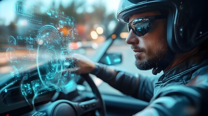 Augmented Reality Helmet Displaying Speed,GPS,and Distance Countdown for Tech-Savvy Driving