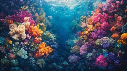 Fototapeta premium Vibrant Underwater Coral Reef Vista