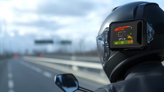 Helmet Display with Digital Speedometer,GPS Directions,and Traffic Warnings for Enhanced Road Safety - Powered by Adobe