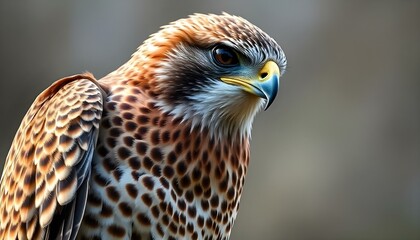 Naklejka premium Portrait of Red-Shouldered Hawk with Detailed Feathers and Bold Colors Perched on Branch