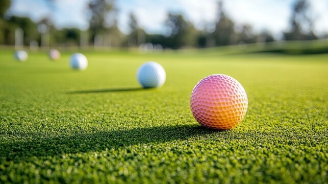 Golf training session with specialized drills and exercises on a driving range
