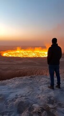 Breathtaking View of the Eternal Flame at the Door to Hell