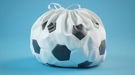 Naklejka premium A soccer ball contained within a white drawstring bag