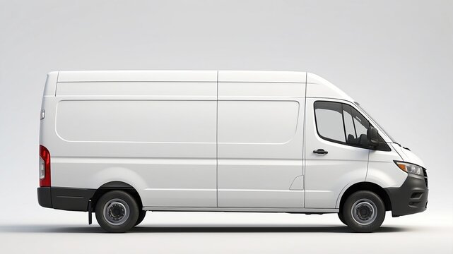 recommend clip art: Clean blank white delivery van isolated on empty background, side view of plain car cargo carrier with large space for design, transportation logistics mockup