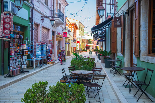 Historic center of old town in Vlore Albania. Travel destination.