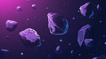 Futuristic Cosmic Landscape with Asteroids in Space