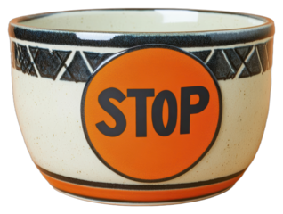 Ceramic bowl with a stop sign design