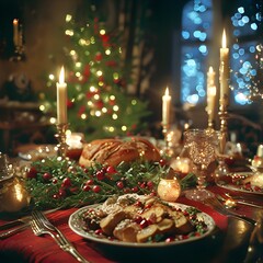Joyful Spread: Celebrating the Season with a Beautifully Lit Feast