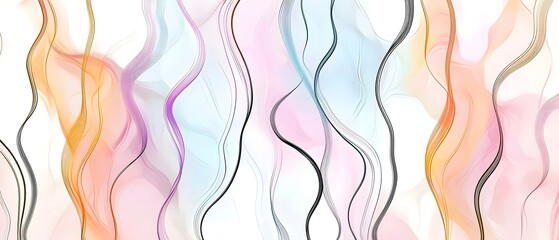 An abstract wave pattern featuring soft pastel colors including pink, orange, and blue, creating a tranquil and flowing aesthetic suitable for modern design.
