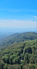 Fototapeta premium View from the viewpoint at the top of Sljeme towards the southwest - Zagreb si visible in the distance