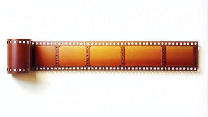 Fototapeta premium Blank Film Strip Isolated on White Background - Vintage Photography Element, Cinematic Decor, Film Industry, Movie Production, Creative Concepts, Nostalgic Aesthetic, Blank Space for Writing