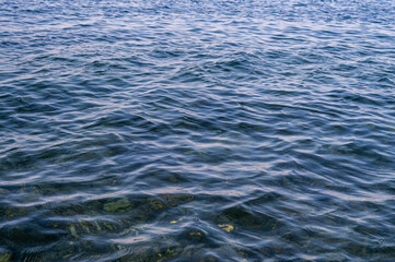 Water blue sea. Lake wave surface. Ocean texture abstract. Waves ripple reflection sunset.
