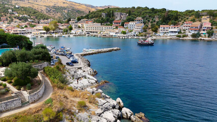 Kassiopi, Kerkyra, Greece. Aerial drone view.