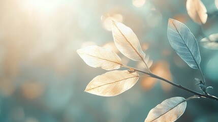 Tranquil Morning Macro of Delicate Leaf Veins with Soft Blurred Background