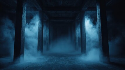 Obraz premium Abandoned Industrial Graveyard: Haunting Gritty Aesthetic with Smoky Textures and Dramatic Lighting