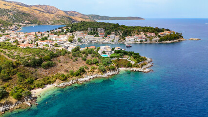 Obraz premium Kassiopi, Kerkyra, Greece. Aerial drone view.