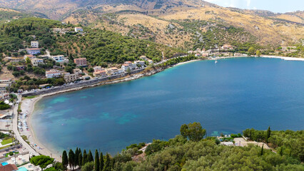 Fototapeta premium Kassiopi, Kerkyra, Greece. Aerial drone view.