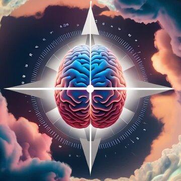 Brain compus view colorful lights HD resolution with hyper realistic nature ai generative 4K Background.