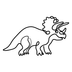 Fototapeta premium Triceratops dinosaur line drawing