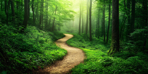 Obraz premium Lush green forest with diverse wildlife