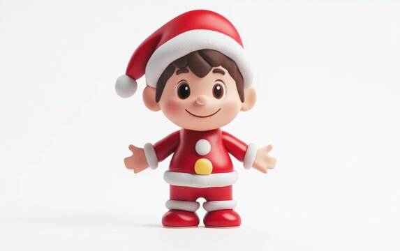 3d christmas toy charachter on a clean white background 