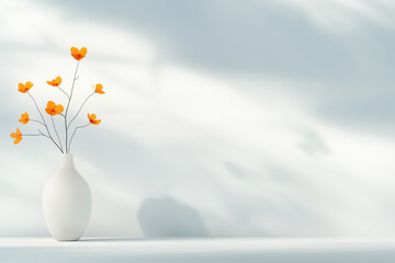 Minimalist vase with delicate yellow flowers