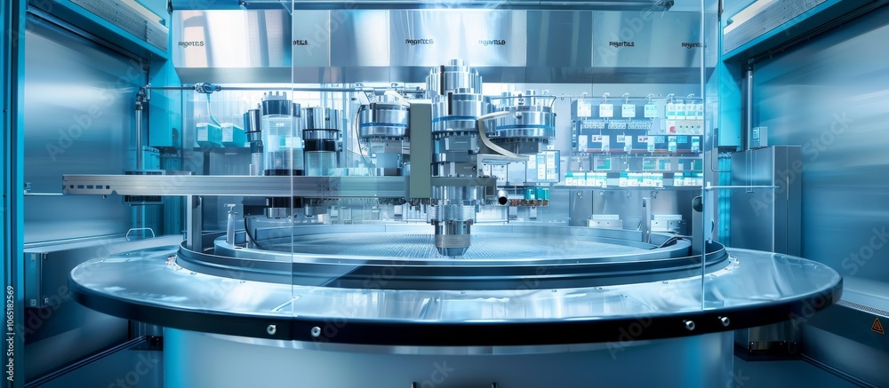 Aufkleber advanced pharmaceutical manufacturing machinery operates in a sterile cleanroom, utilizing cuttinged