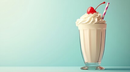 Abstract milkshake with whipped cream and cherry on top, creating a retro diner vibe