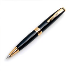 Naklejka premium Black and Gold Pen on White Background