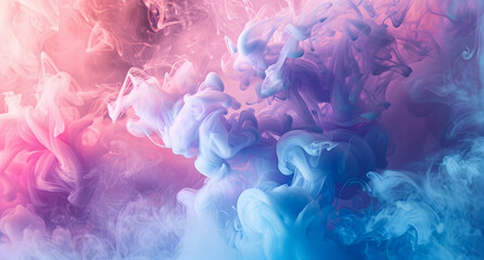 Obraz premium Colorful smoke and ink on water, with a pink, blue, and purple color background, in high-resolution photography.