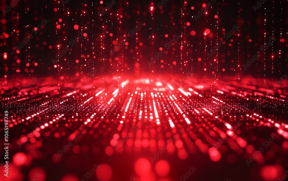 Aufkleber digital abstract technology background featuring glowing red binary code particles