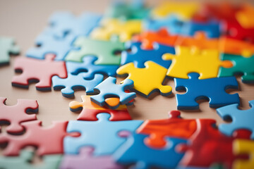 Fototapeta premium Colorful Puzzle Pieces for Problem-Solving