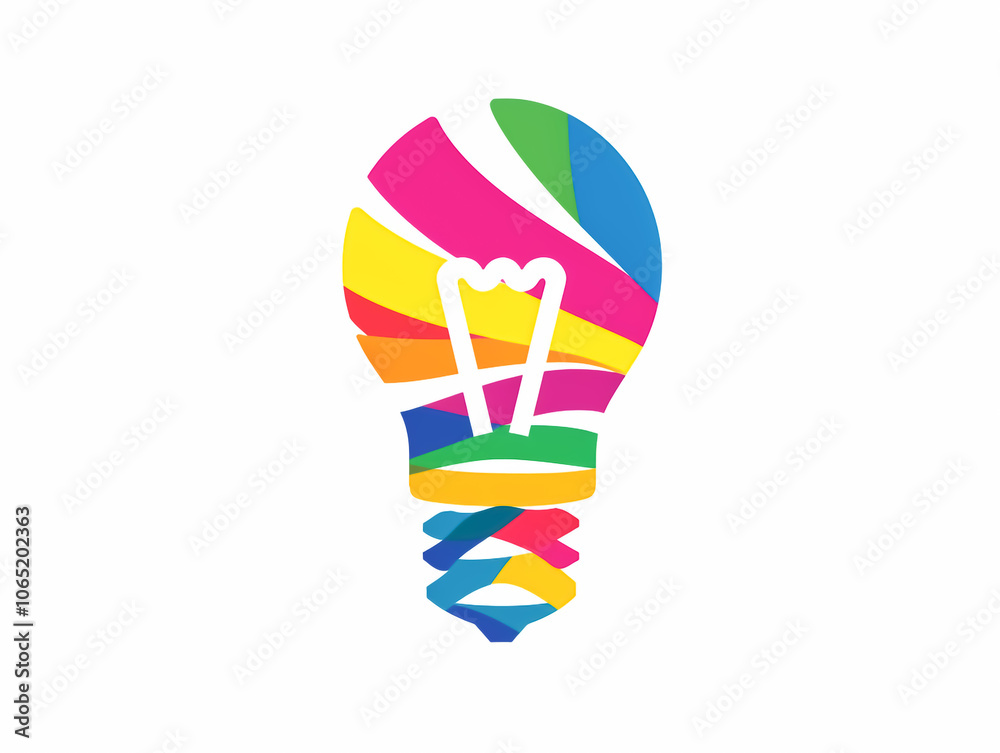 Poster Colorful light bulb illustration. Environment, sustainability and ecology concept