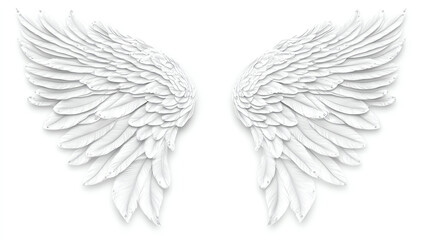 Obraz premium Pair of white wings with feather details, isolated, concept purity symbol