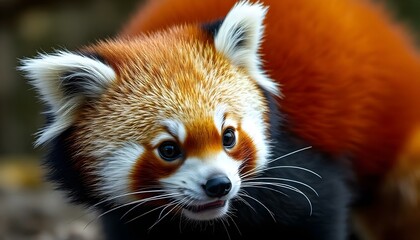 Obraz premium Close-up of a red panda capturing its charm and playful nature in a serene setting