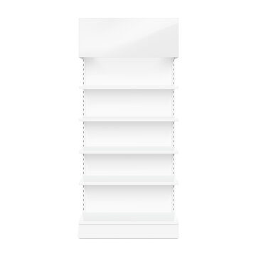 Store shelf for presentations on a white background. Vector illustration. Can be use for template your design, promotion, advertising. EPS10.	