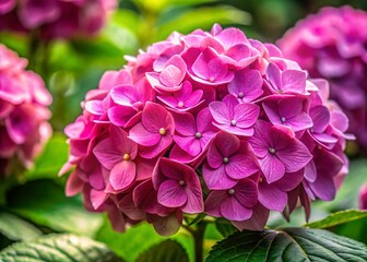 Fototapeta premium Pink Hydrangea Macro Bloom - 3D Realistic Garden