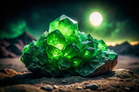 Radioactive Green Kryptonite Mineral Night Photography, Fantasy, SciFi