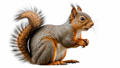 Fototapeta premium Squirrel side view full body isolate on white background PNG