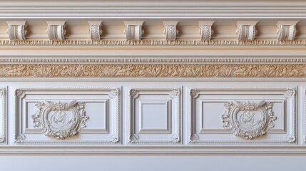 Obraz premium Ornate trim and moldings on classic building, open area for copy.