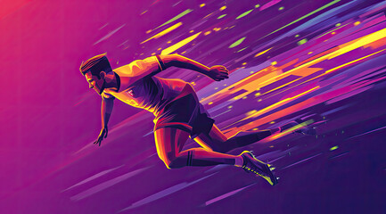 Obraz premium Soccer Player Sprinting Down the Field in Dynamic Motion