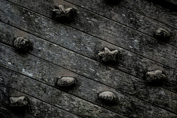 Gray textured of old wooden climbing wall