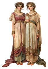 PNG  Elegant classical twin sisters portrait
