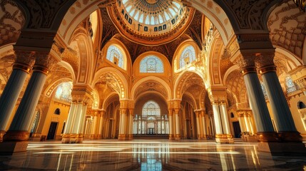 Sharjah museum with traditional Islamic architecture, space for text.