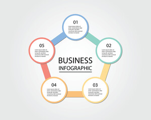 Business Infographic modern design template for banners and infographics for 5 circle step 