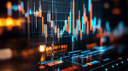 Visualize data trends with vibrant financial chart showcasing dynamic market fluctuations. This illustration captures essence of portfolio optimization and investment analysis