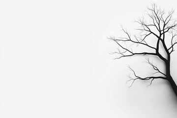 Obraz premium Silhouetted tree branches against a pale background in an artistic monochrome style